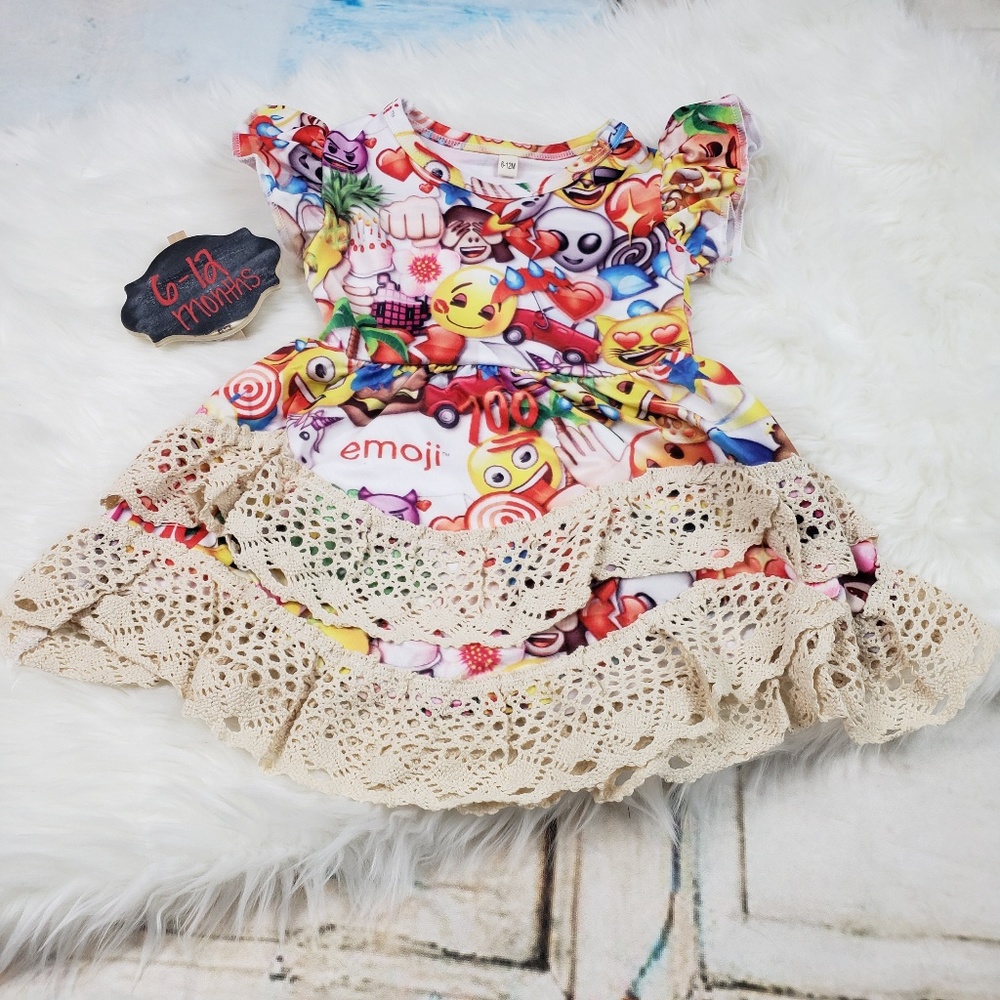 Emoji Dress with Vintage Lace trim